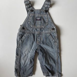 Vintage OshKosh B’gosh Vestbak railroad stripe overalls 3 months